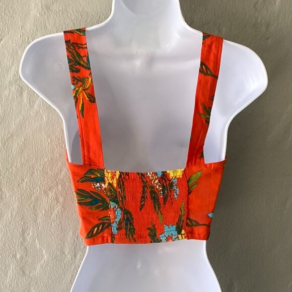 FREE PEOPLE MULTI COLOR FLORAL CROPPED TOP SZ 4 - Picture 3 of 3